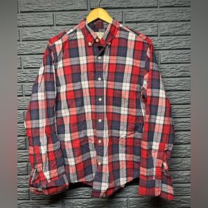 J.Crew Mens Medium Shirt Red White Blue Tartan Plaid Button Long Sleeve